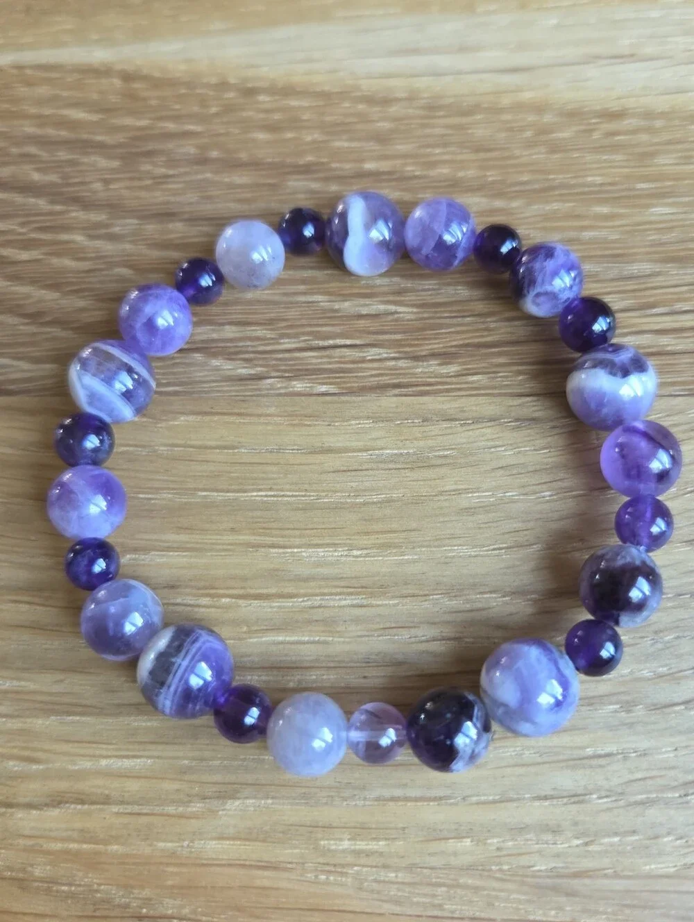 Amethyst Beaded Stretch Bracelet | Handmade